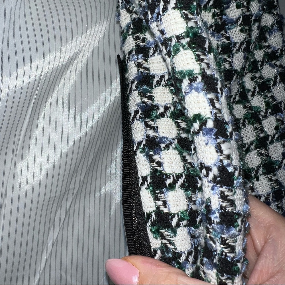 Veronica Beard Diego Double Breasted Dickey Blazer Blue/Pinegrove Multi Tweed - Picture 5 of 11